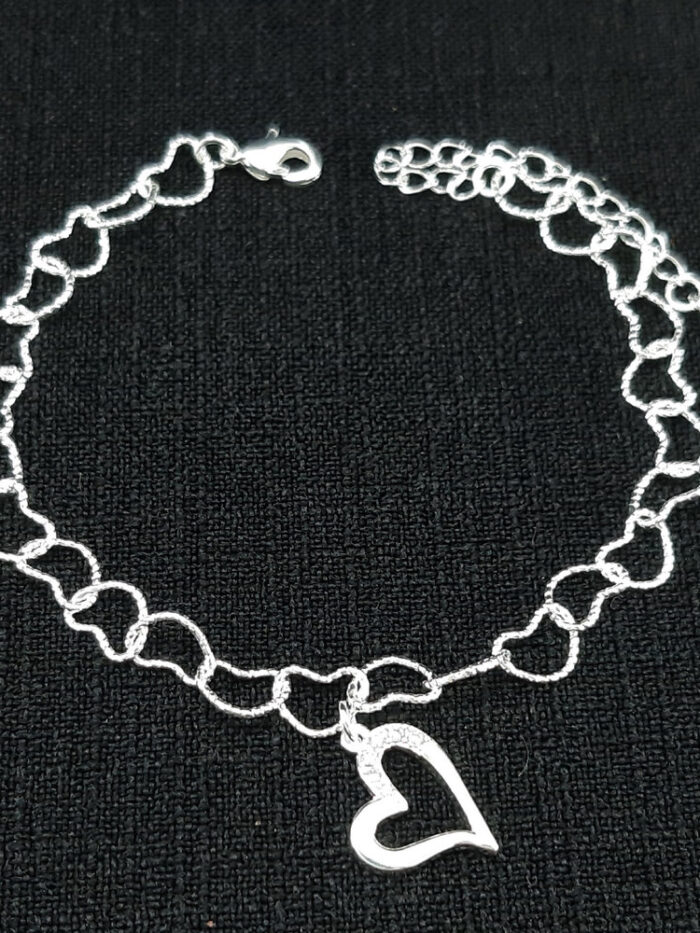 Pulseira elos corações com pêndulo