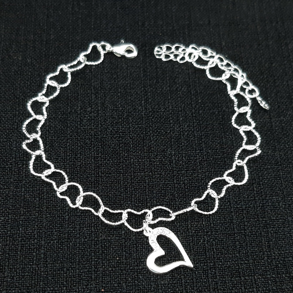 Pulseira elos corações com pêndulo