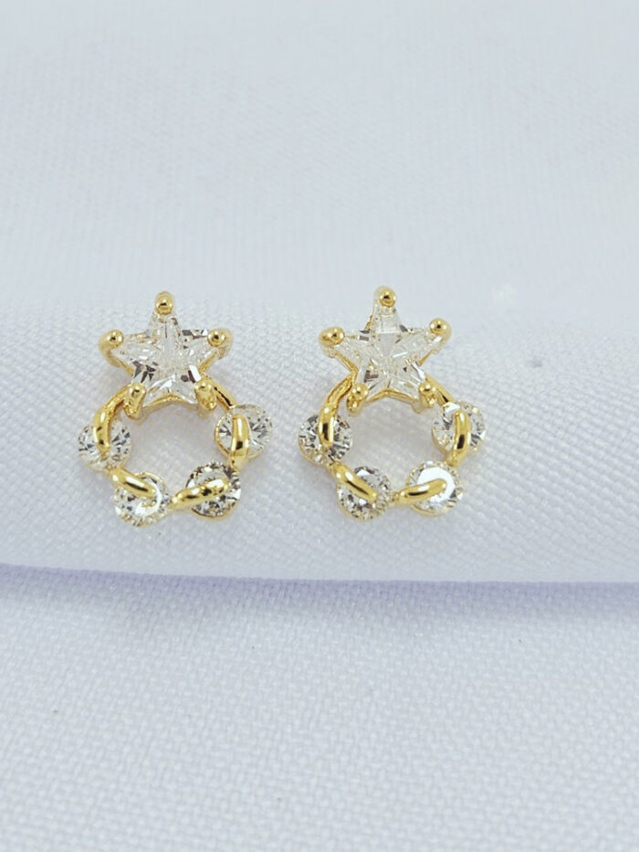 Brinco círculo com estrela cristal