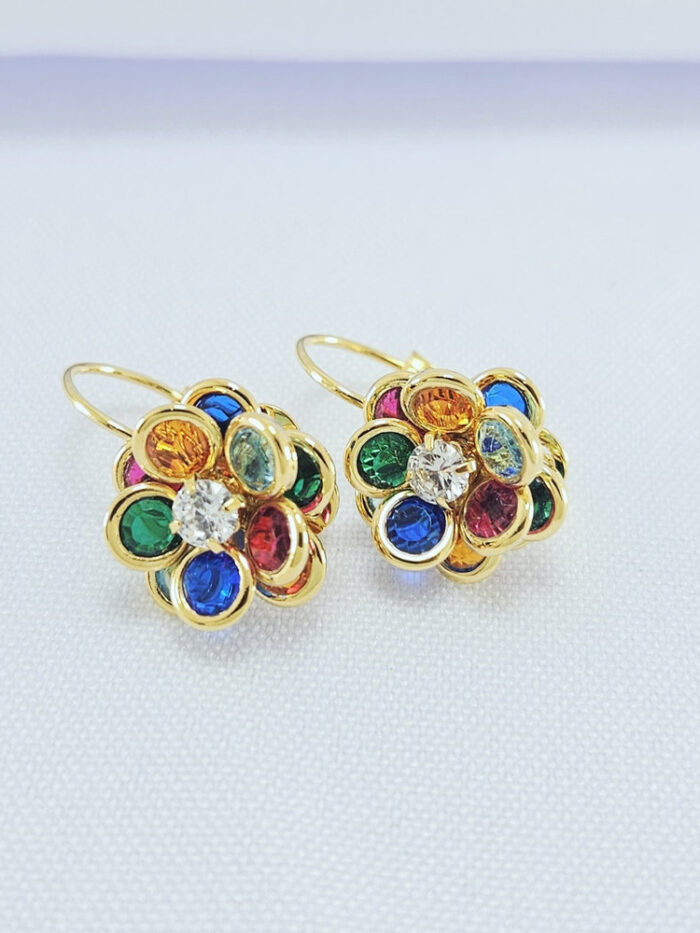 Brinco gancho flor colorida