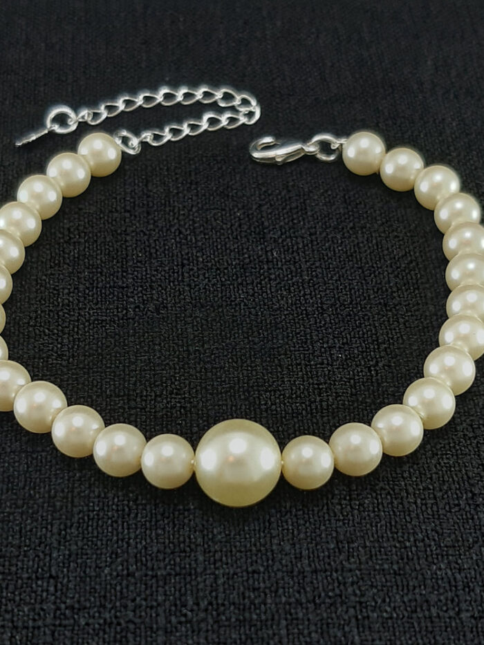Pulseira pérolas prateada