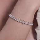 Pulseira dupla elos vazado com pérola