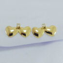 Brinco coração duplo liso com ponto de luz