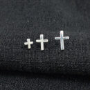 Trio de brincos cruz prateada