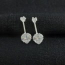 Brinco  coração pedra cristal dois em um