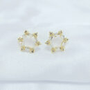 Brinco redondo pedra baguete cristal