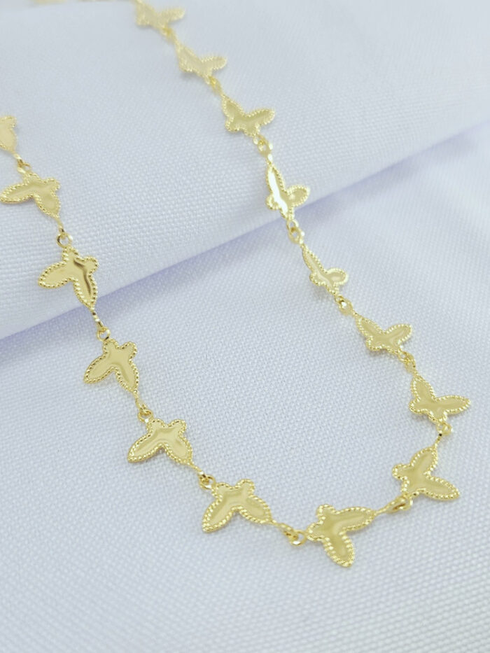 Gargantilha choker borboletas dourada