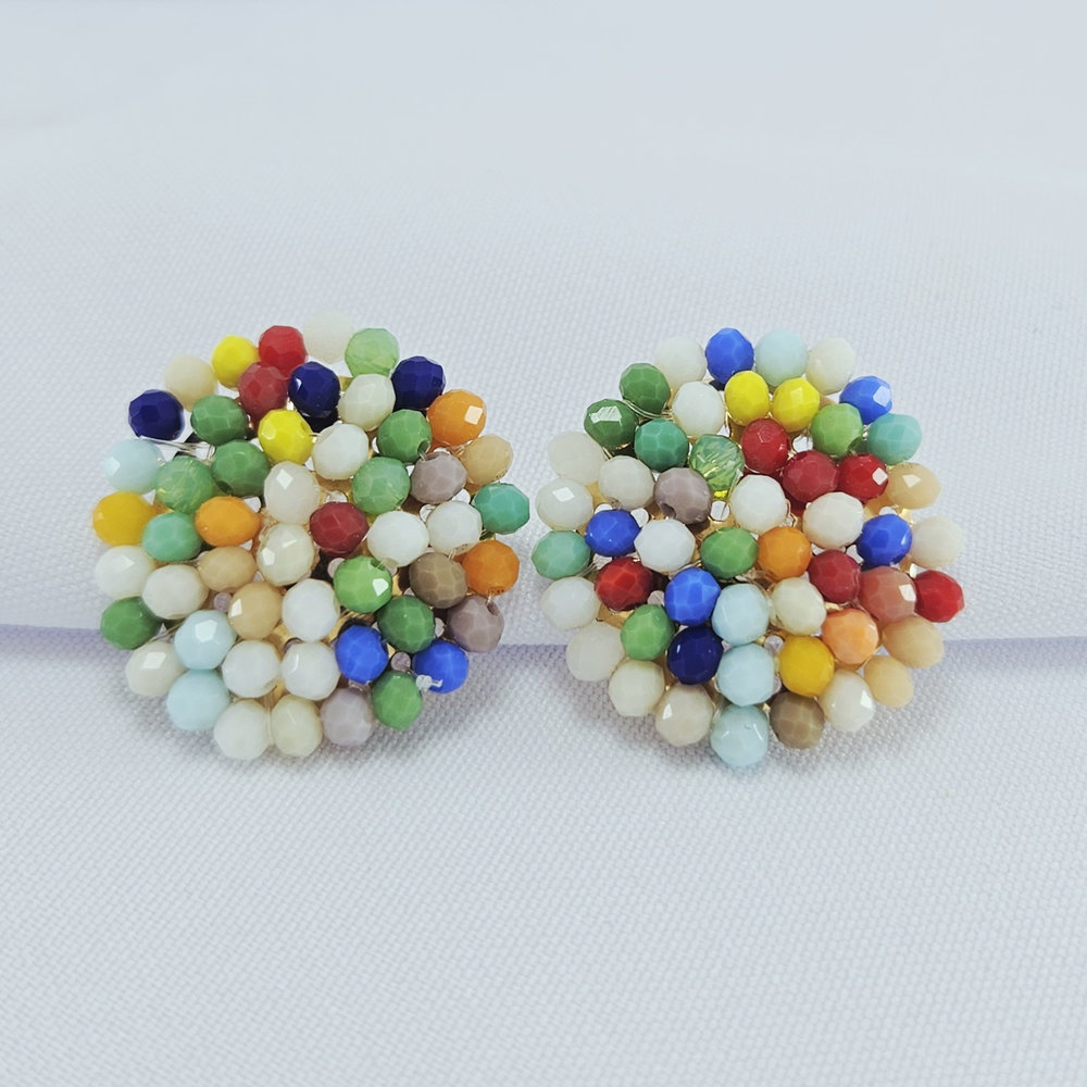 Brinco redondo bolinhas detalhadas - Imagem 2