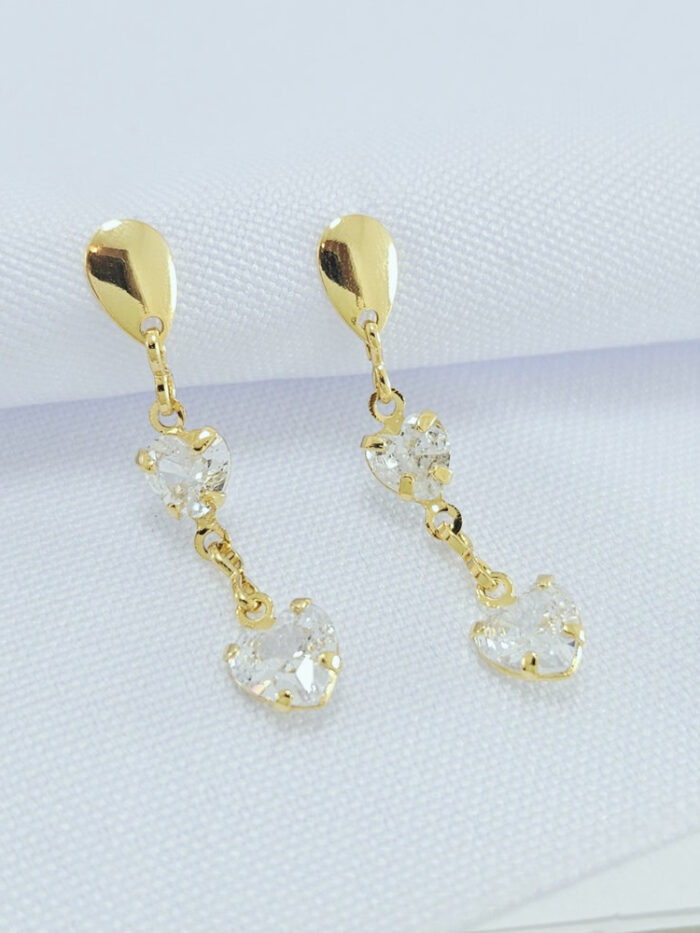 Brinco base liso coração duplo pêndulo