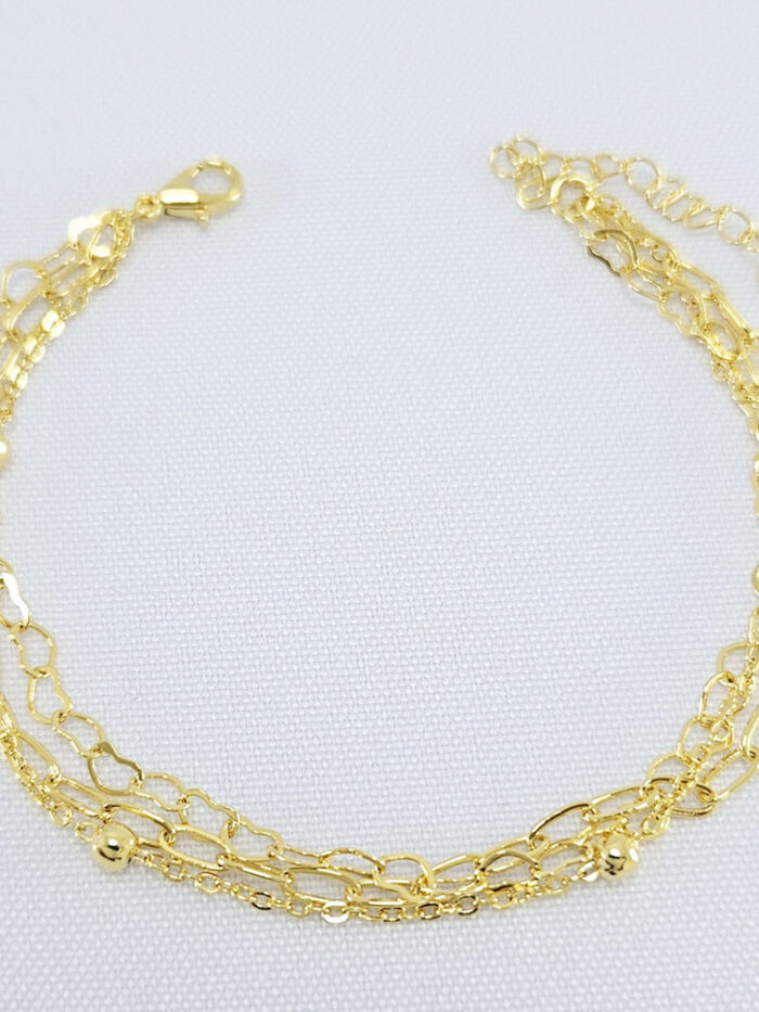 Pulseira tripla elos vazados