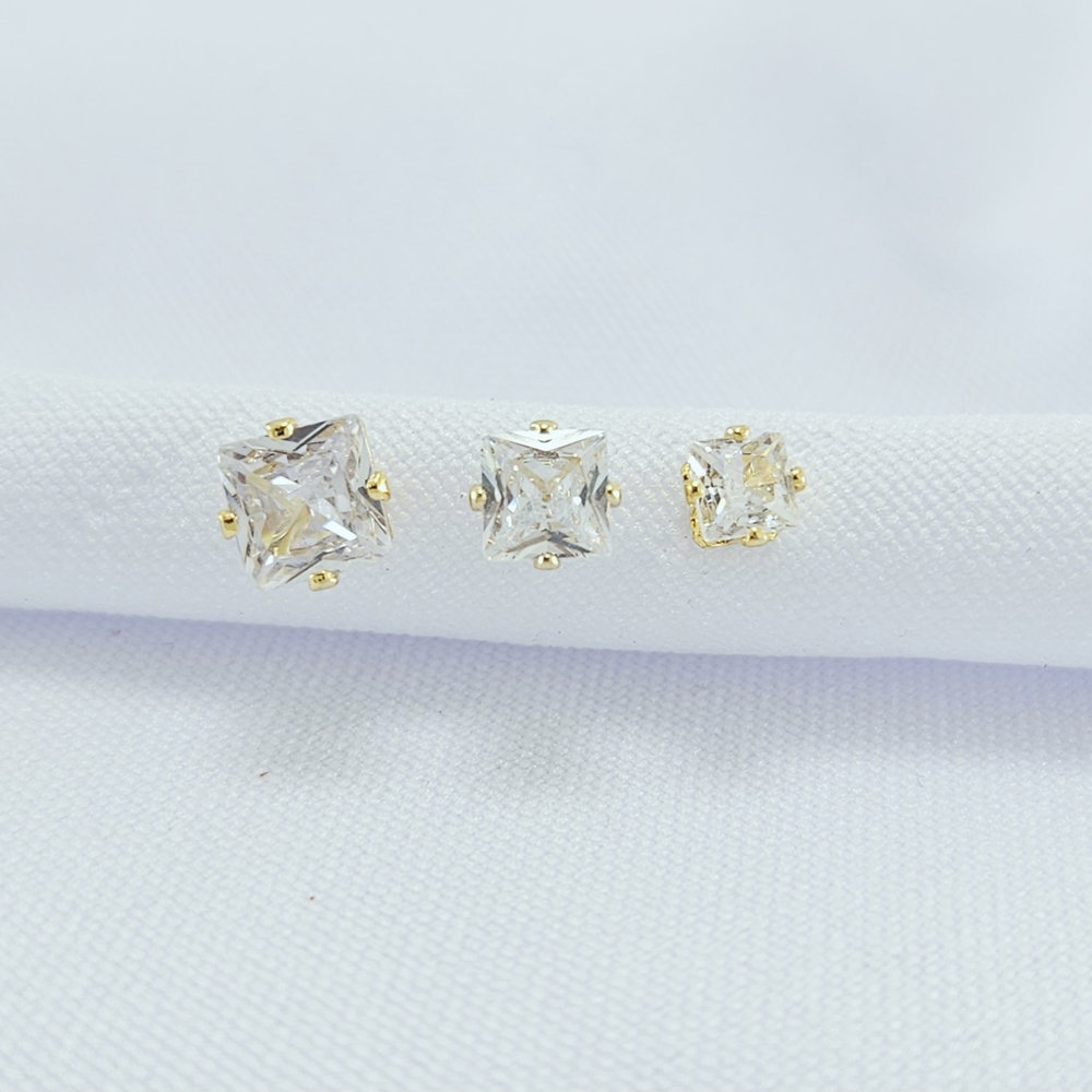 Trio de brincos quadrado cristal