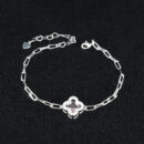 Pulseira elos cartier com trevo borda cravejado