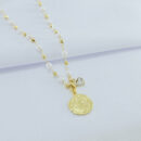 Gargantilha pérolas com medalha de São Bento