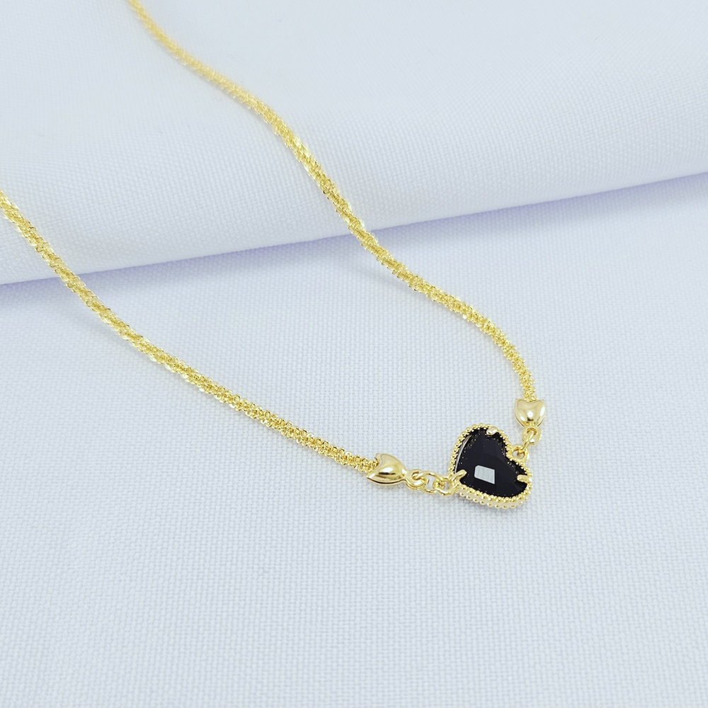 Gargantilha choker com pedra coração - Imagem 2