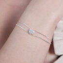 Pulseira dupla coração boleado cravejado