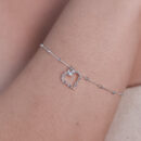 Pulseira com bolinhas pêndulo coração