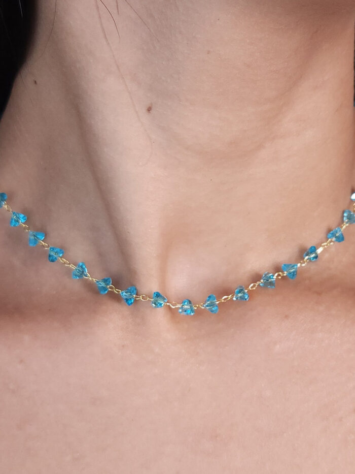 Gargantilha choker azul turquesa