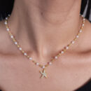 Gargantilha pérolas com estrela cravejada