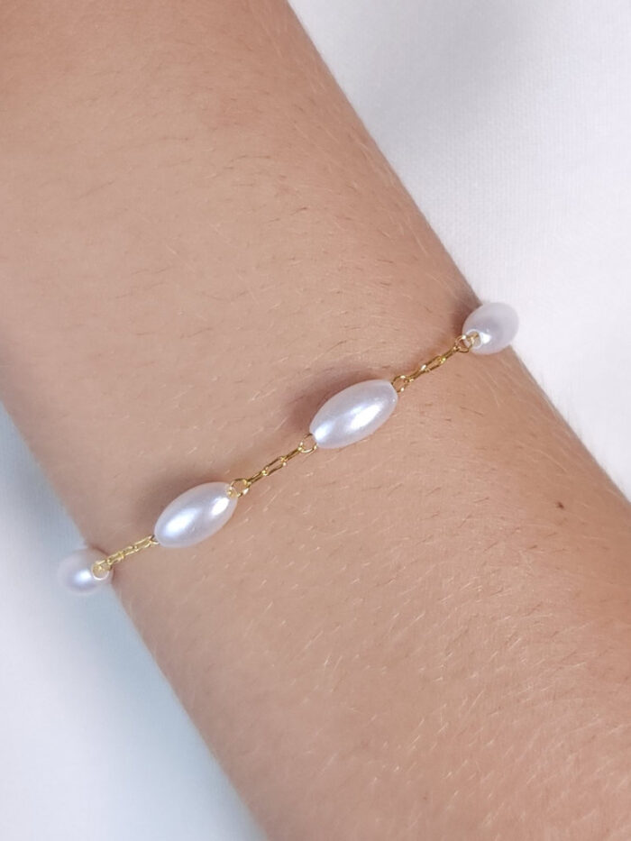Pulseira pérola oval