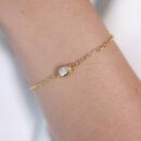 Pulseira gota cristal borda dourada