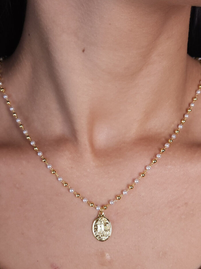 Gargantilha pérola com pingente N S Fátima