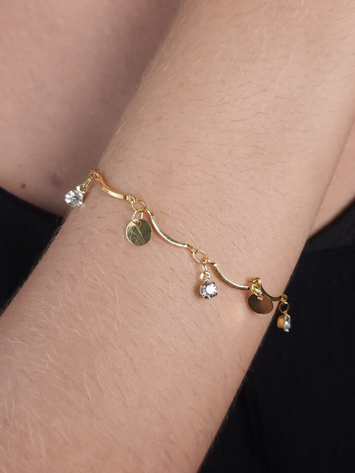 Pulseira caninhos com circulos e pontos de luz