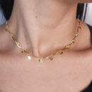 Gargantilha com caninhos e corações duplo