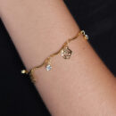 Pulseira caninho com flores e ponto de luz