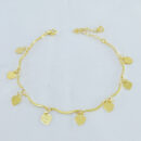 Pulseira caninho corações pêndulo