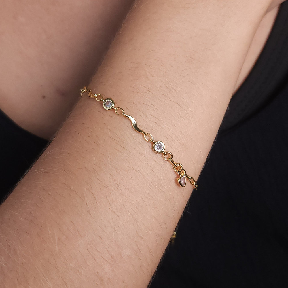 Pulseira ponto de luz detalhe ondulado