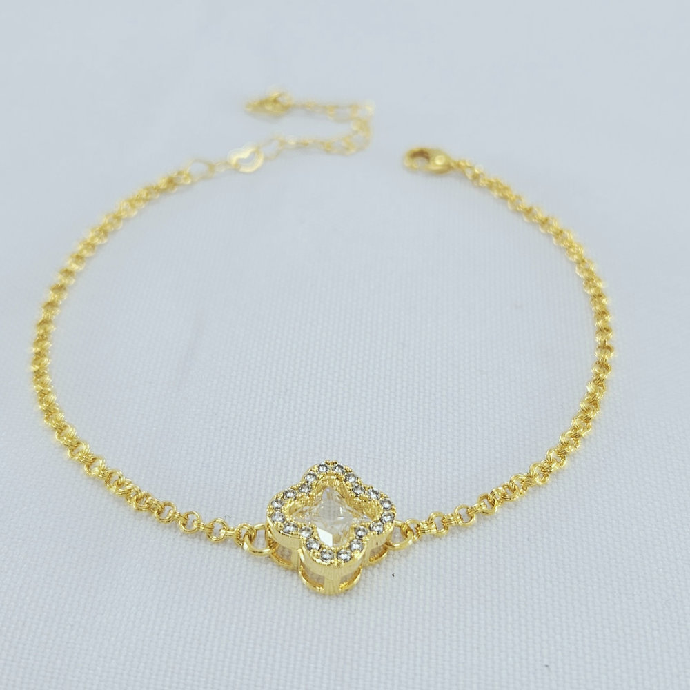 Pulseira com trevo borda cravejada - Imagem 2