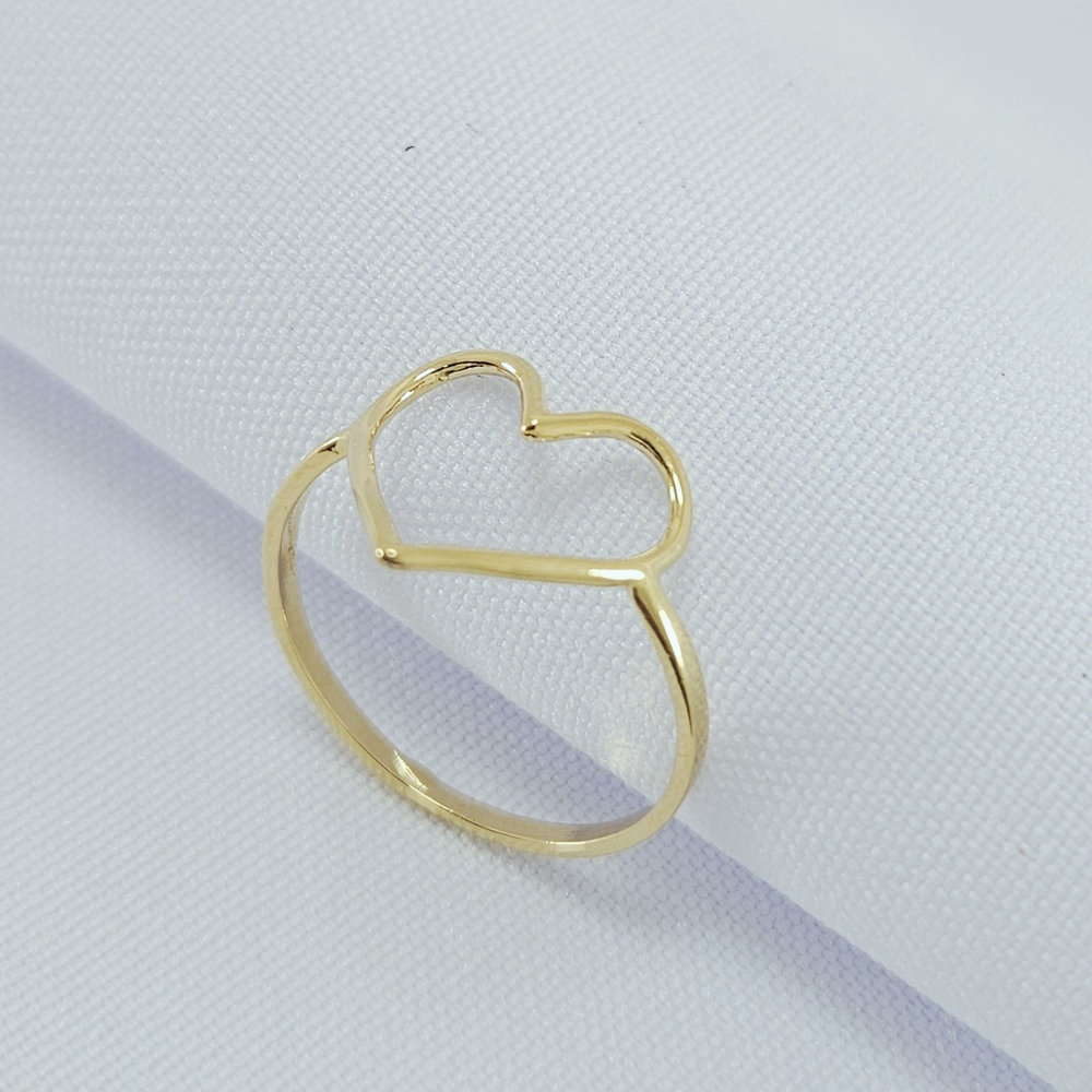 Anel coração vazado fio liso
