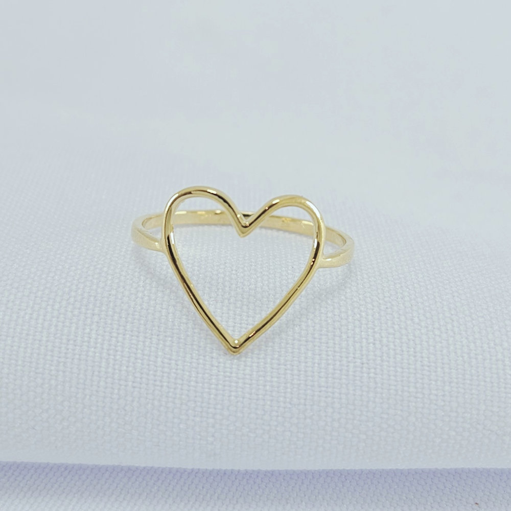 Anel coração vazado fio liso - Imagem 2