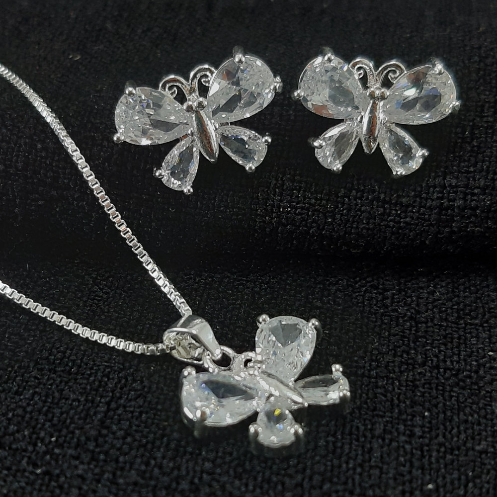 Conjunto borboleta pedra cristal