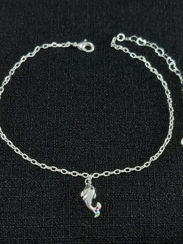 Tornozeleira golfinho pedras coloridas