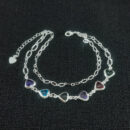 Pulseira dupla corações coloridos