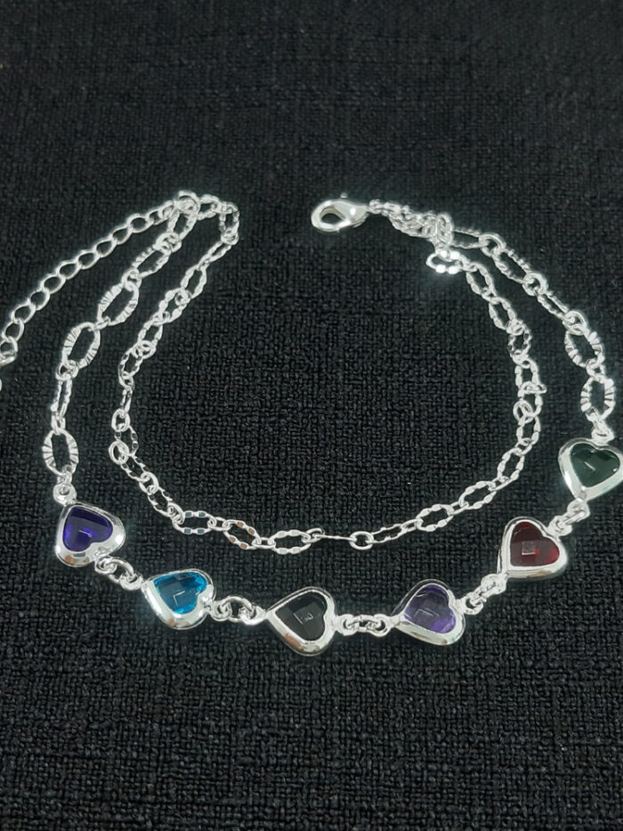 Pulseira dupla corações coloridos