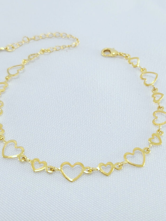 Pulseira elos corações vazados