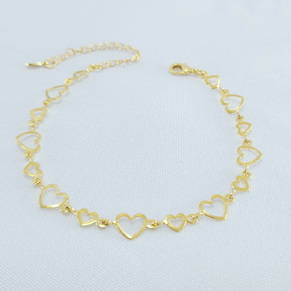 Pulseira elos corações vazados
