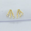 Brinco três fios detalhe pedras cristais