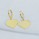 Brinco argola com coração liso pêndulo