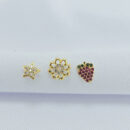 Trio de brincos variados detalhe em zircônia