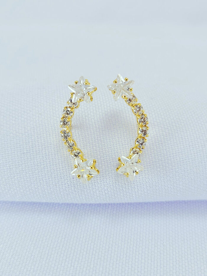 Brinco curvado cristal com estrela