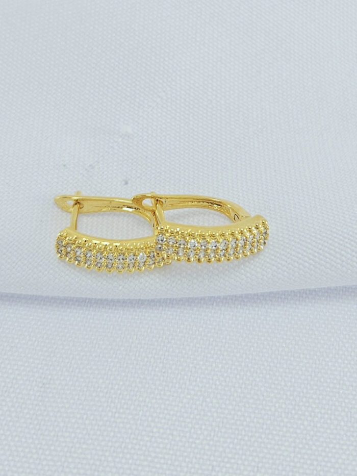 Brinco argola faixa cravejada borda detalhada