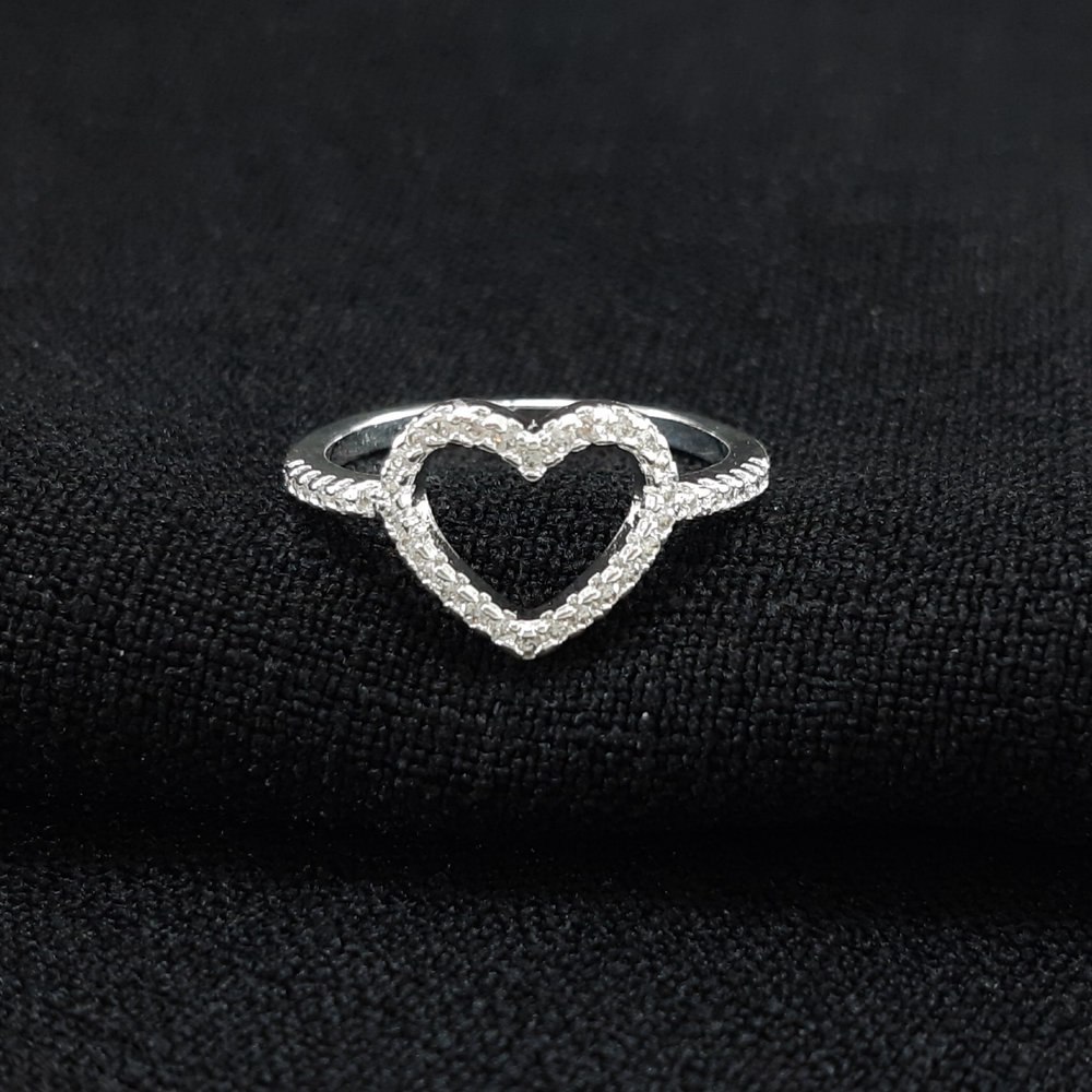 Anel coração vazado fio cravejado - Imagem 2