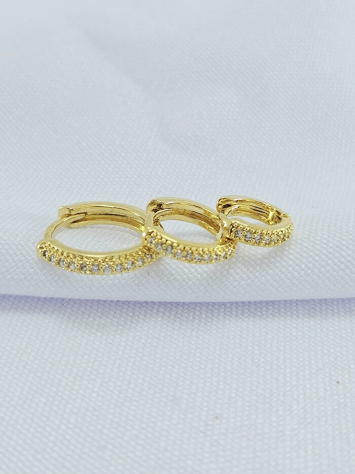 Trio de argolinha fio cravejado