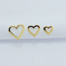 Trio de brincos coração vazado chapeado