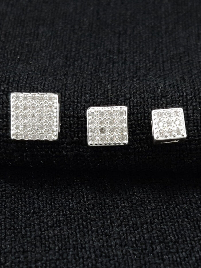 Trio de brincos quadrado cravejado