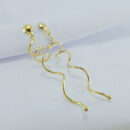 Brinco base dourada com fio enrolado pêndulo