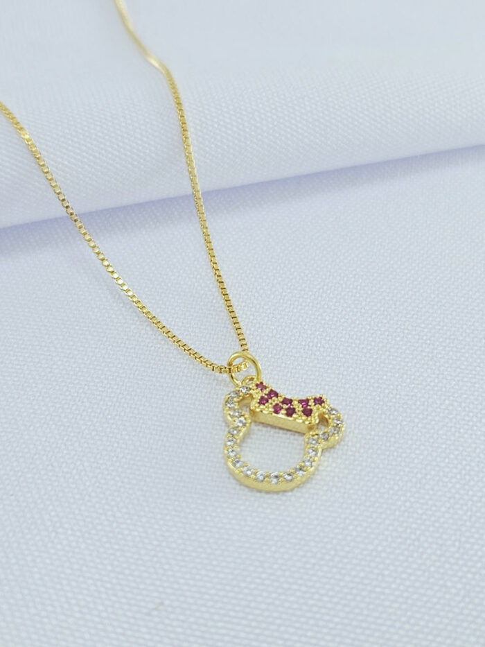 Gargantilha minnie mouse detalhe cravejado rosa